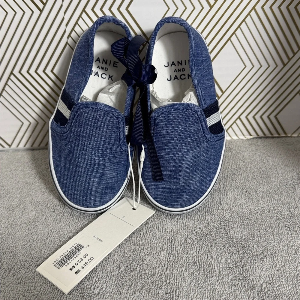 Janie and Jack sneakers NWT Blue Slip-On‎ Sneakers boys size 6